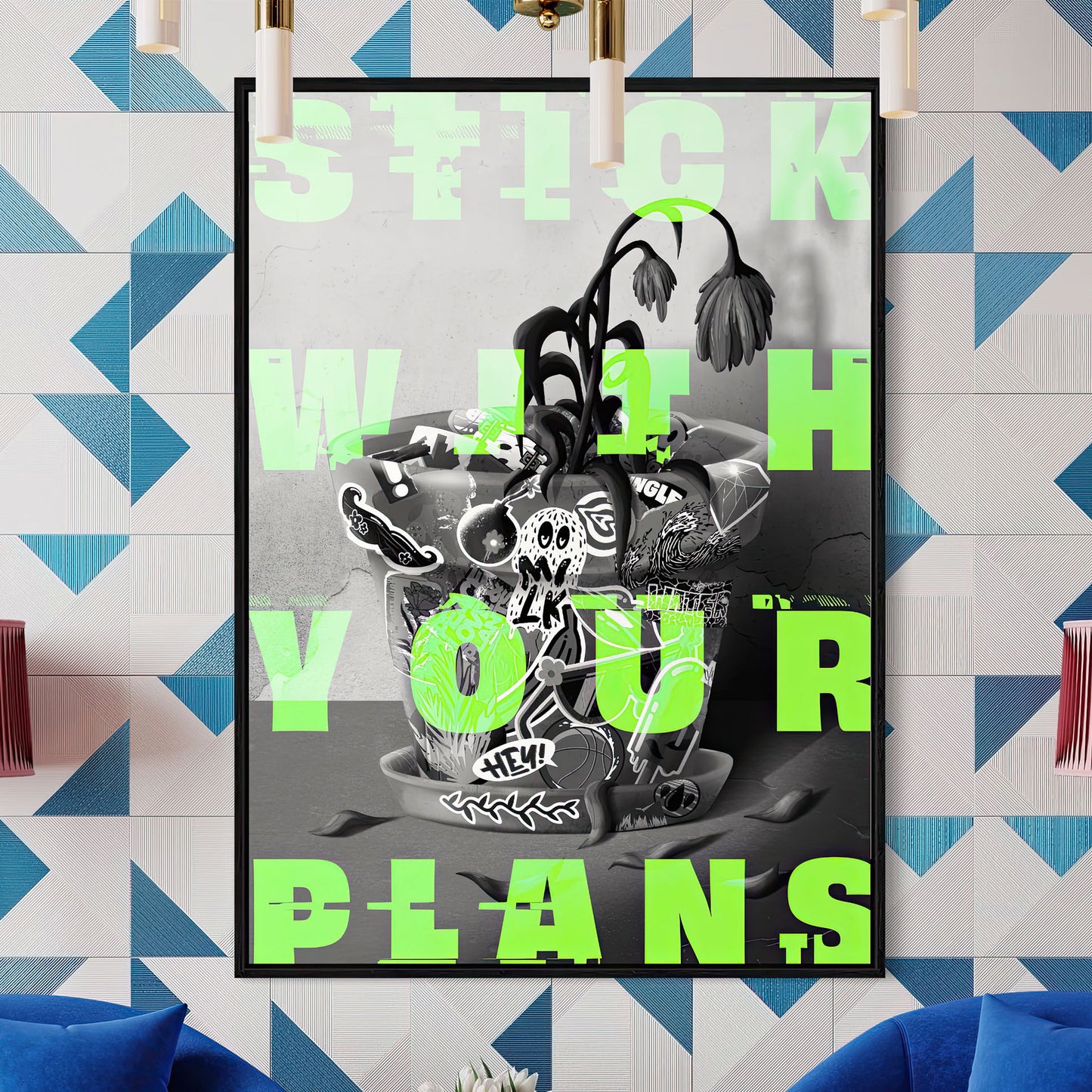 Sticker Pot Poster b&w