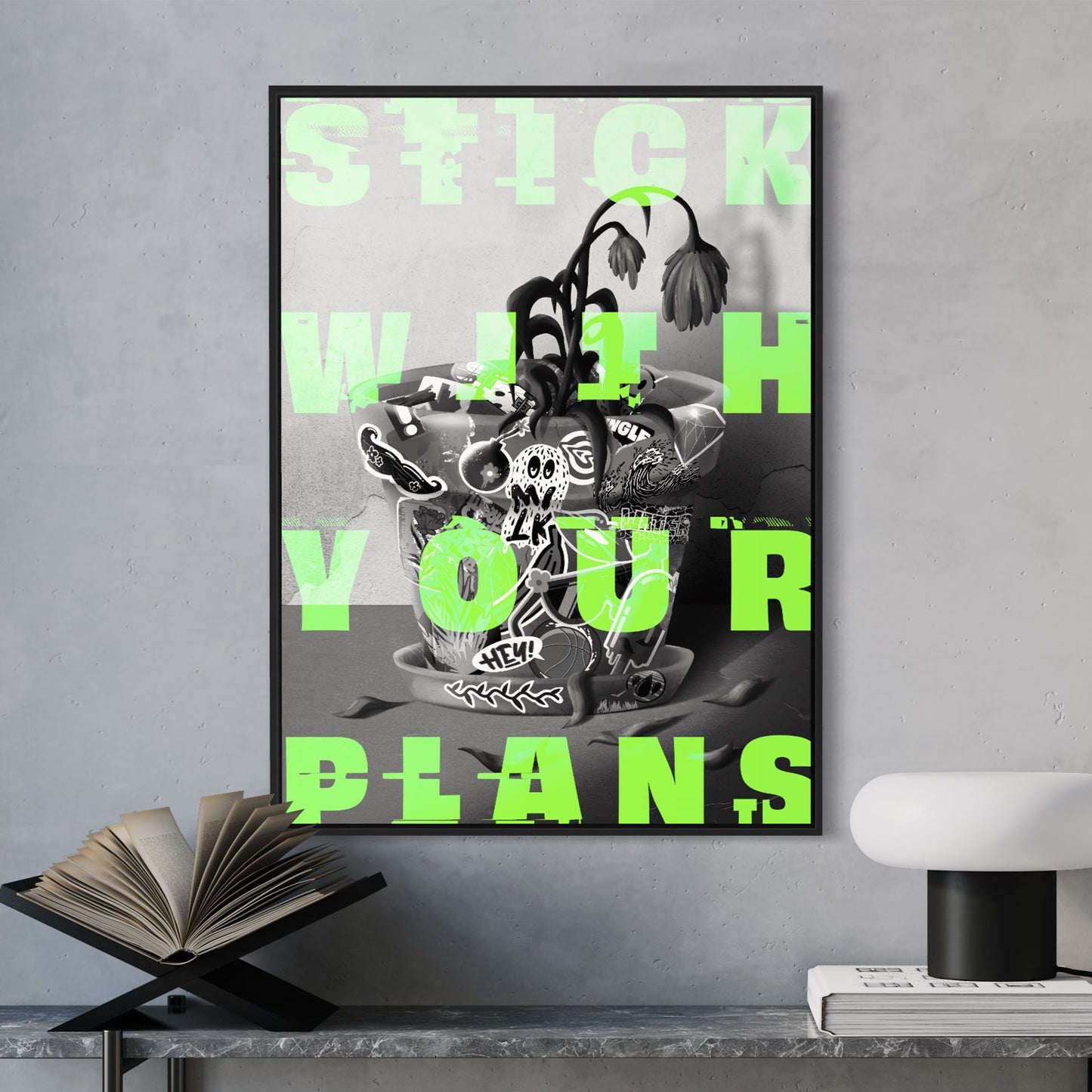 Sticker Pot Poster b&w